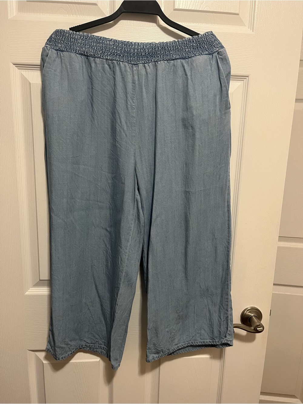 NWOT Light Blue Elastic Waist Wide Leg Pants